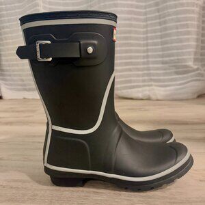 Hunter Women Original Short Reflective Outline Rain Boot Black Size 10